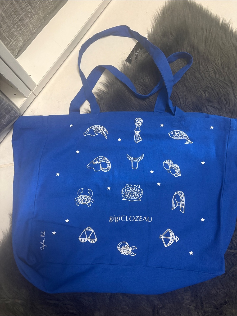 Royal Blue Printed Canvas Tote Bag Gigi Clozeau